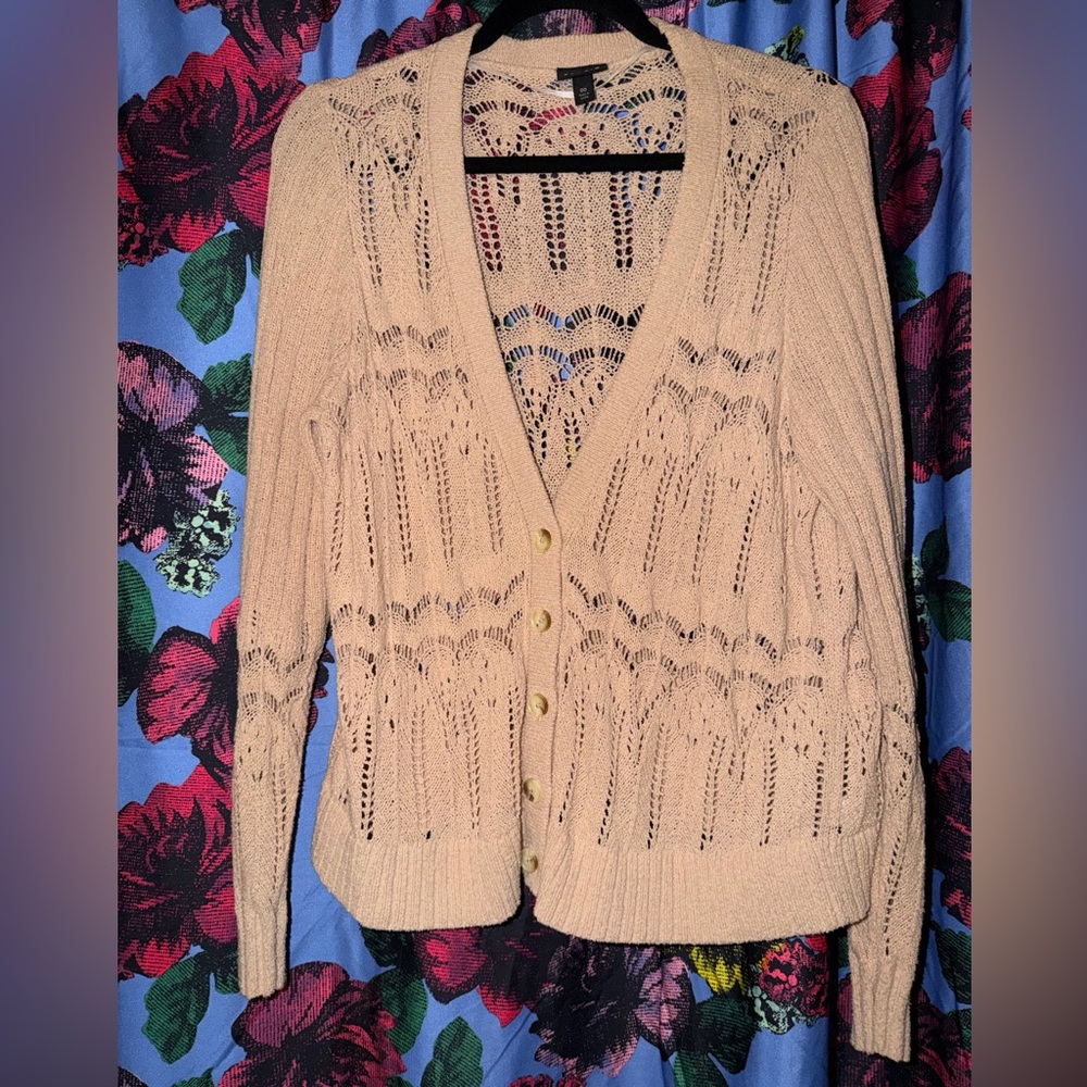 Torrid Beige Open-Knit Cardigan